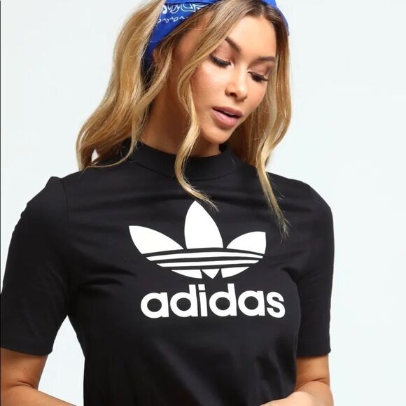 Adidas originals three stripes Cotton short sleeve Logo dress Sz XS - Picture 12 of 14